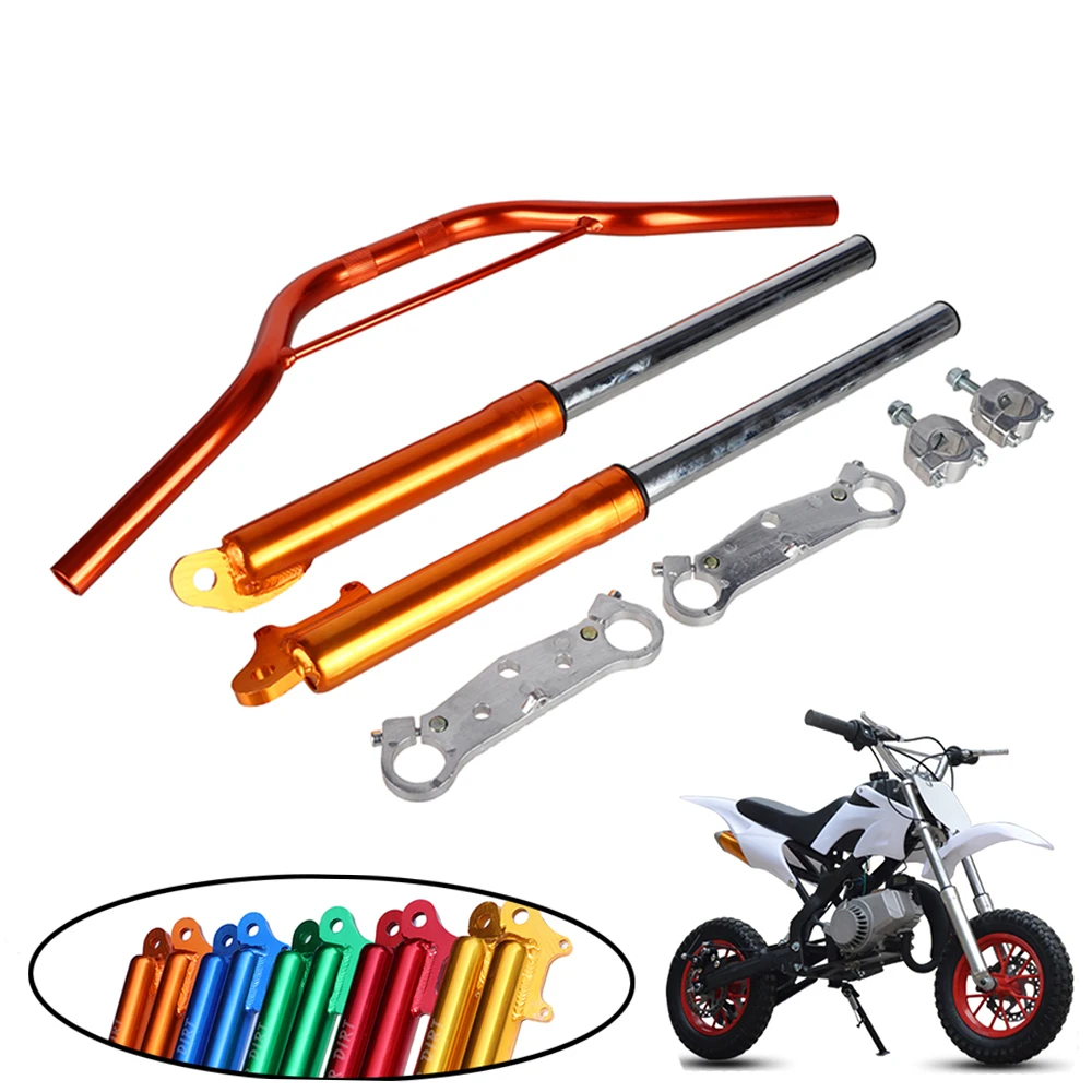 Motocross อลูมิเนียมด้านหน้าส้อมโช้คอัพระบบกันสะเทือน 22mm 7/8 "Handlebar ชุด Fit สําหรับ 47cc 49cc รถจักรยานยนต์ Dirt PIT BIKE Moped