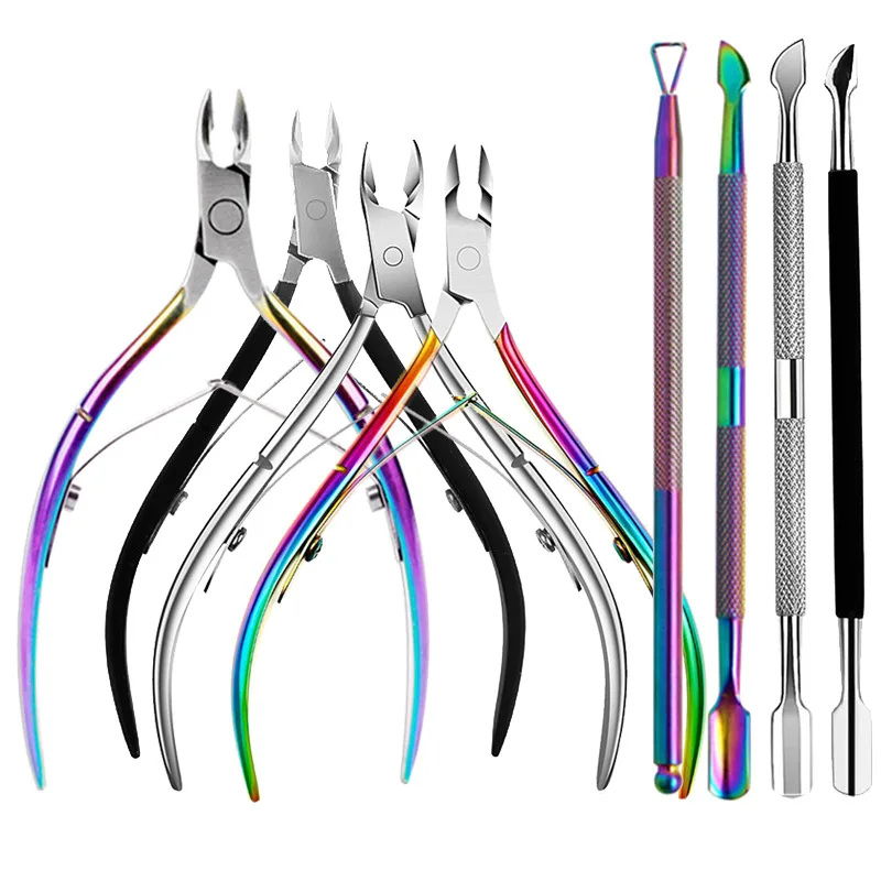 Kleurrijke Cuticula Nippers Cuticle Cutter Knippers Nagelmanicure Schaar Trimmer Dode Huid Gelremover Pusher Rvs Tool