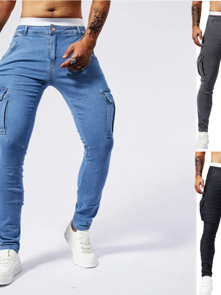 

Мужская повседневная рабочая одежда, джинсы, облегающие джинсы с несколькими цветами, лето 202, неиспускаемые, со средней талией, полиэфирное волокно, застежка-молния, ежедневно...