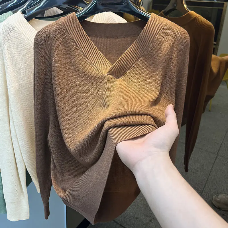 

Свободный вязаный мужской свитер с v-образным вырезом, осень-зима, большие размеры 35 кг, новый бейсбольный воротник, цвет модной внутренней одежды