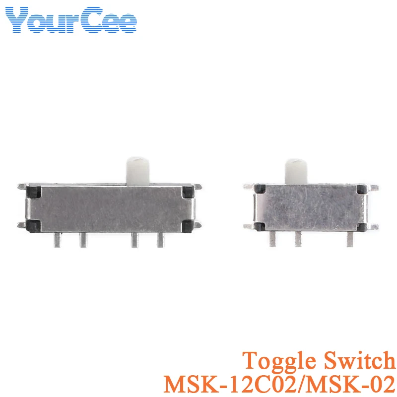 50Pcs MSK-12C02/MSK-02 Toggle Switch 7/8 Pin On/Off 1P2T SPDT SMD Toggle Slide Switch For MP3 MP4 Mini Switch