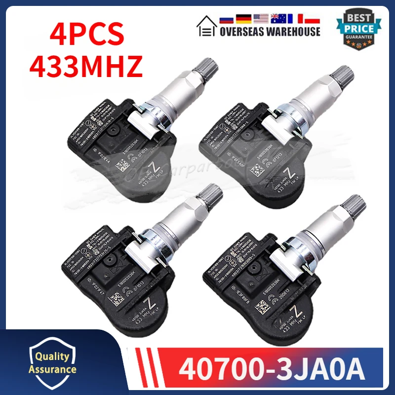 

40700-3JA0A TPMS TIRE PRESSURE SENSOR For Infiniti Q50 Q60 Q70 QX50 QX56 QX60 Tyre Monitoring System Pressure Sensor 433MHz 4PCS