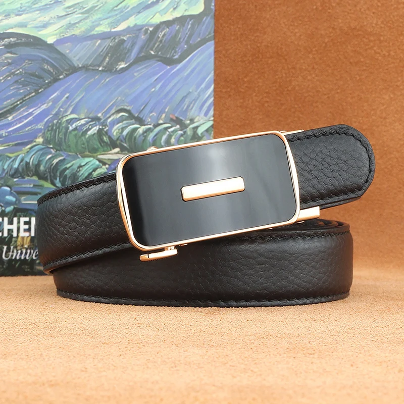 Fashion corset belt women luxury famous Automatic Buckle 2.4cm fine genuine leather solid color lady jeans waist strap