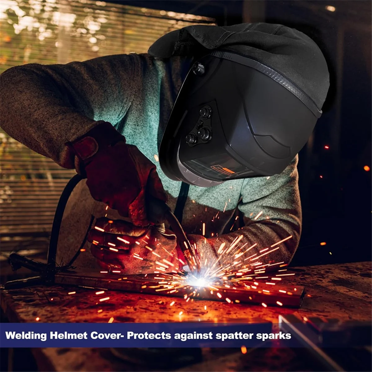 

Better Quality Welding Helmet Cover Cotton Safe Anti-Burn Welding Headgear Full Protection Neck Extended Headcover with Press Fi