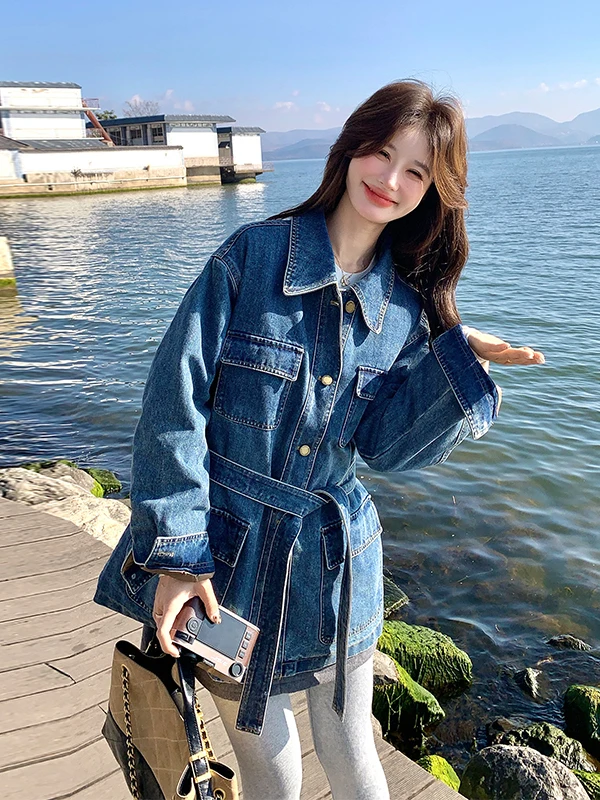 

Женская удлиненная куртка из денима с наполнителем из 90% белого утиного пуха, повседневная, приталенная, теплая зимняя, для похудения