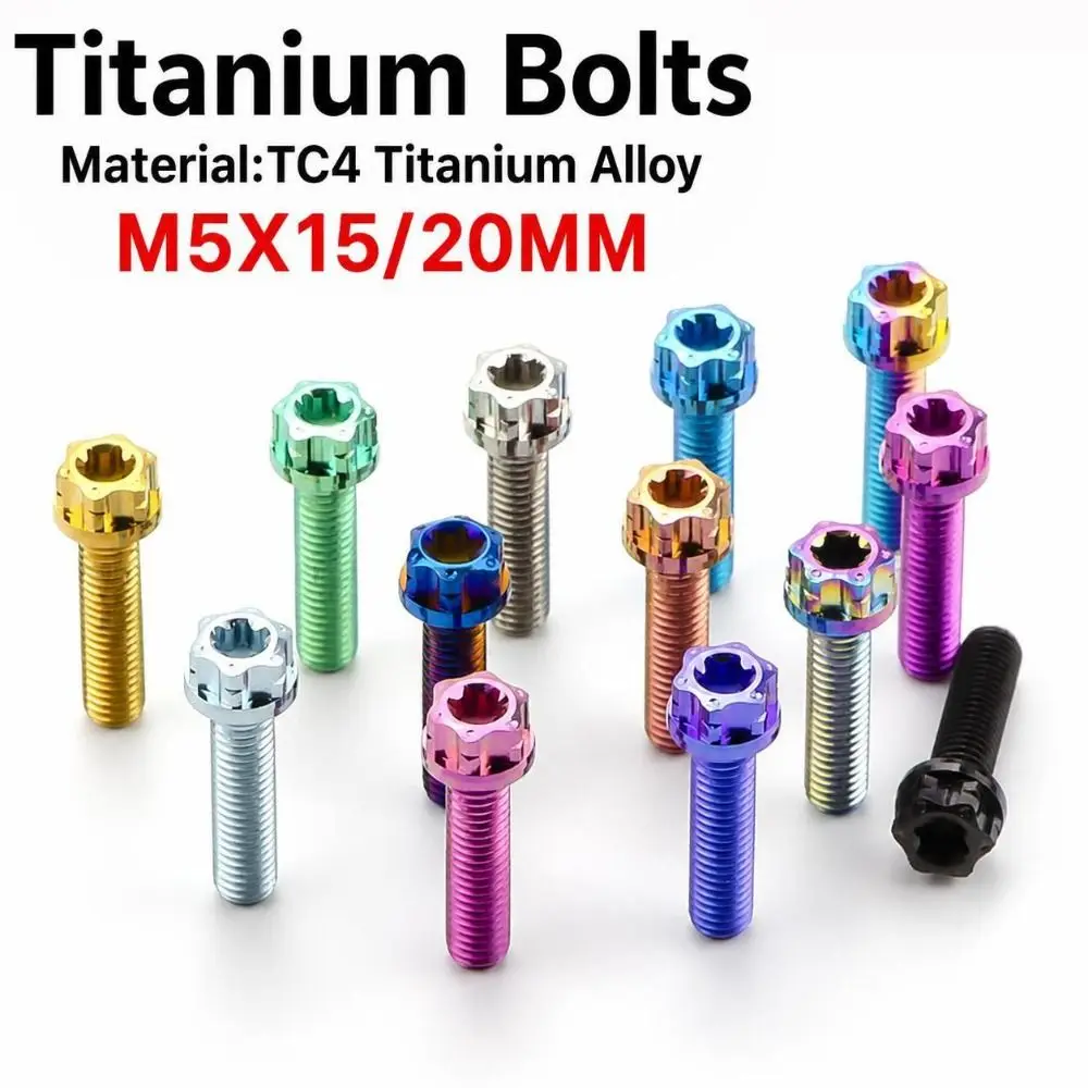 Rust Resistant GR5 Titanium Alloy Flange Torx Bolt M5X15/20mm Multi Colors Titanium Bolt Hex Flange Screw