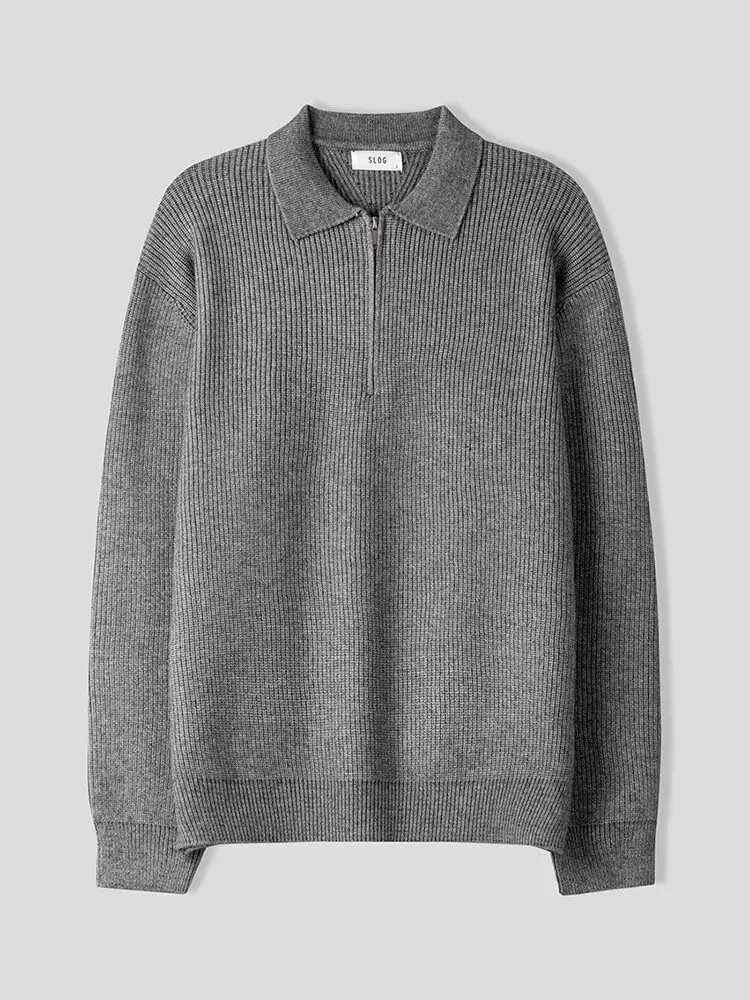 f Felpa con zip in lana lavorata a maglia Ne Casual Colletto rovesciato Abbigliamento da lavoro Sle per giovani uomini Primavera Autunno Stagione Lunga S...