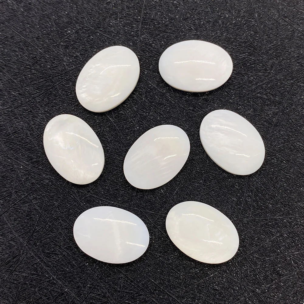 20pcs/pack Shell Cabochons Oval Shape Glaze Ring Face Natural Freshwater Pearl Shell White Color 13x18mm  DIY for Making Rings