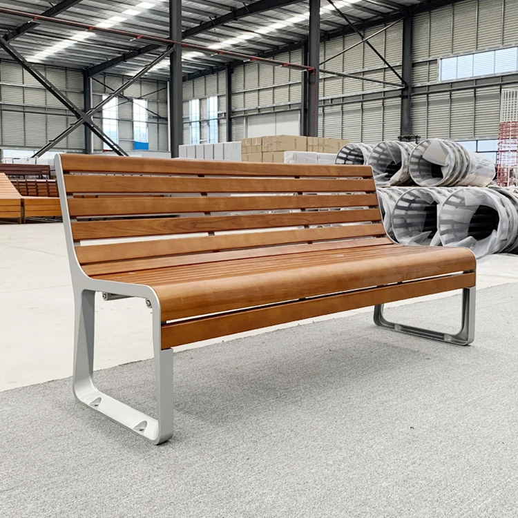 

High Quality Bench Street Wood Outdoor Furniture Steel Chairs Wooden Park Long Bench Chair Outdoor Garden Bench