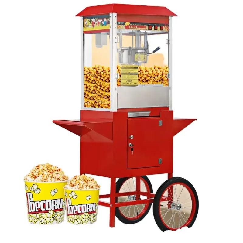 Commercial Industriel Electric Operated Hot air Mini Automatic Sweet Caramel Gourmet Popcorn Machine Large Capacity with Wheels