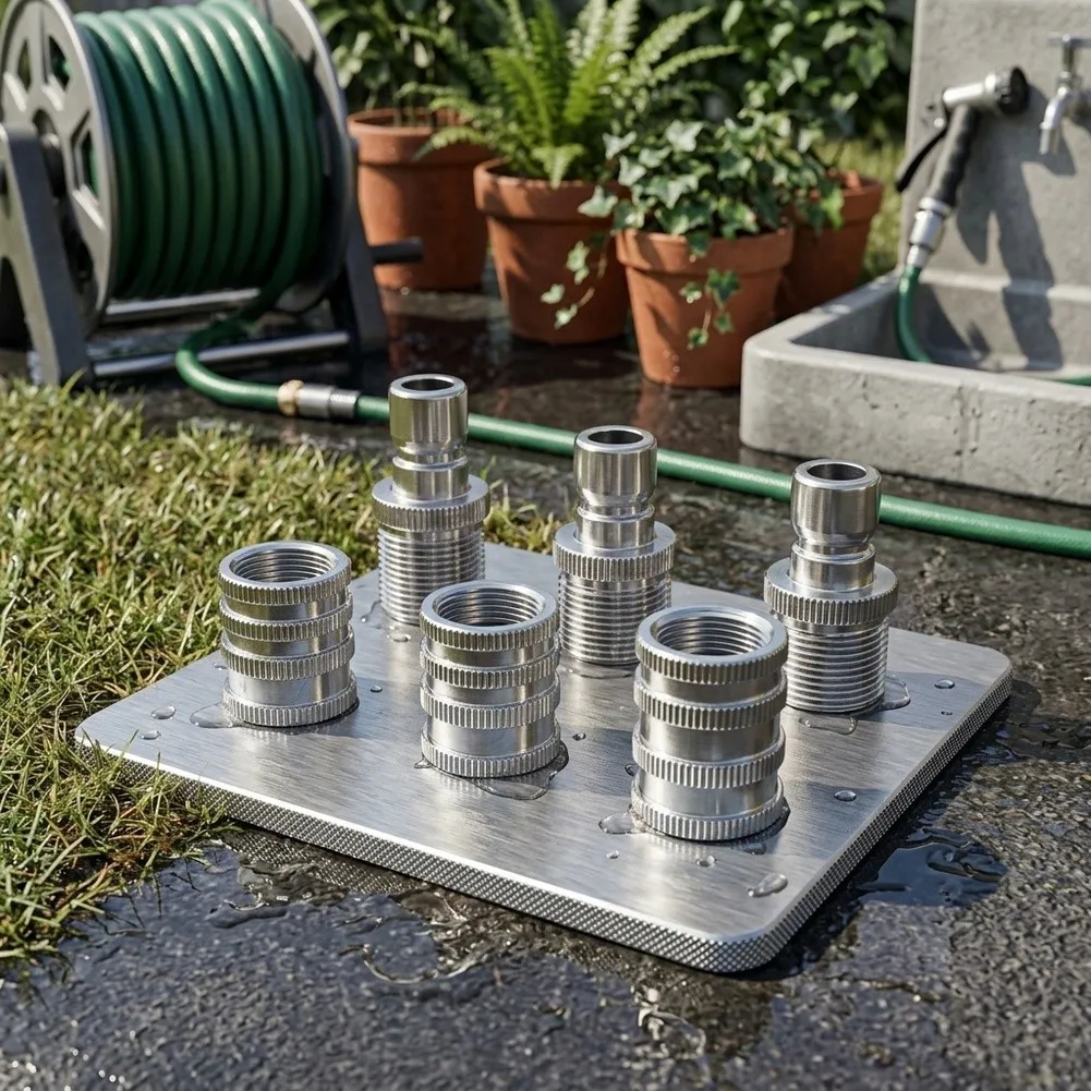 Stainless Steel Garden Hose Quick Connect Kit 3 Pack for 1/2 inch and 3/4 inch Hoses Used in Backyard and Patio Watering