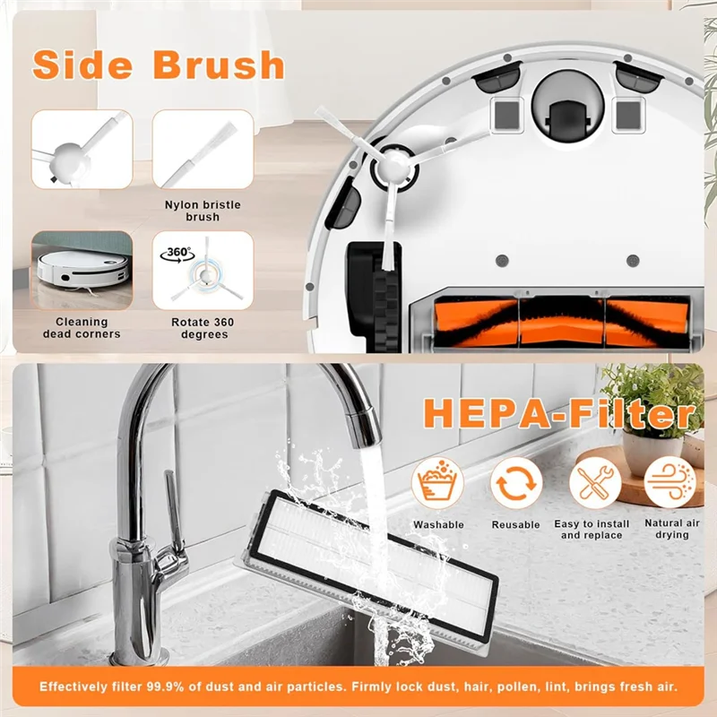 

AT63-For Xiaomi X20+ Robot Vacuum Cleaner Main Side Brush Hepa Filter Mop Cloth Dust Bags Replacement Parts