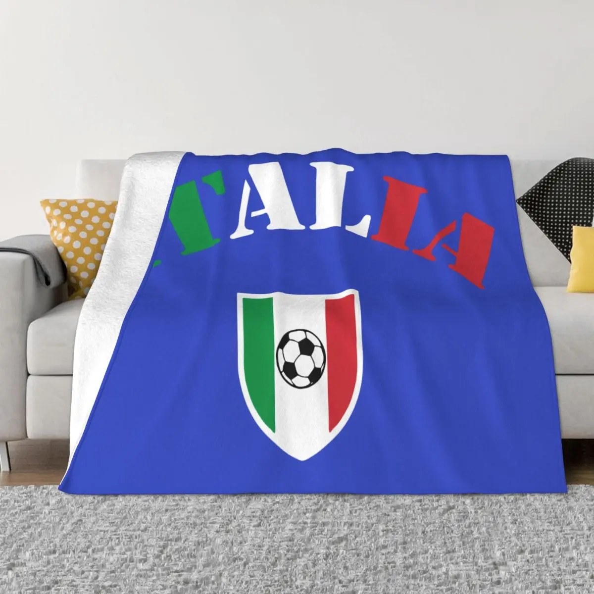 Italia Italy Italian Flag Flannel Blanket Football Creative Throw Blankets for Home Plush Thin Quilt