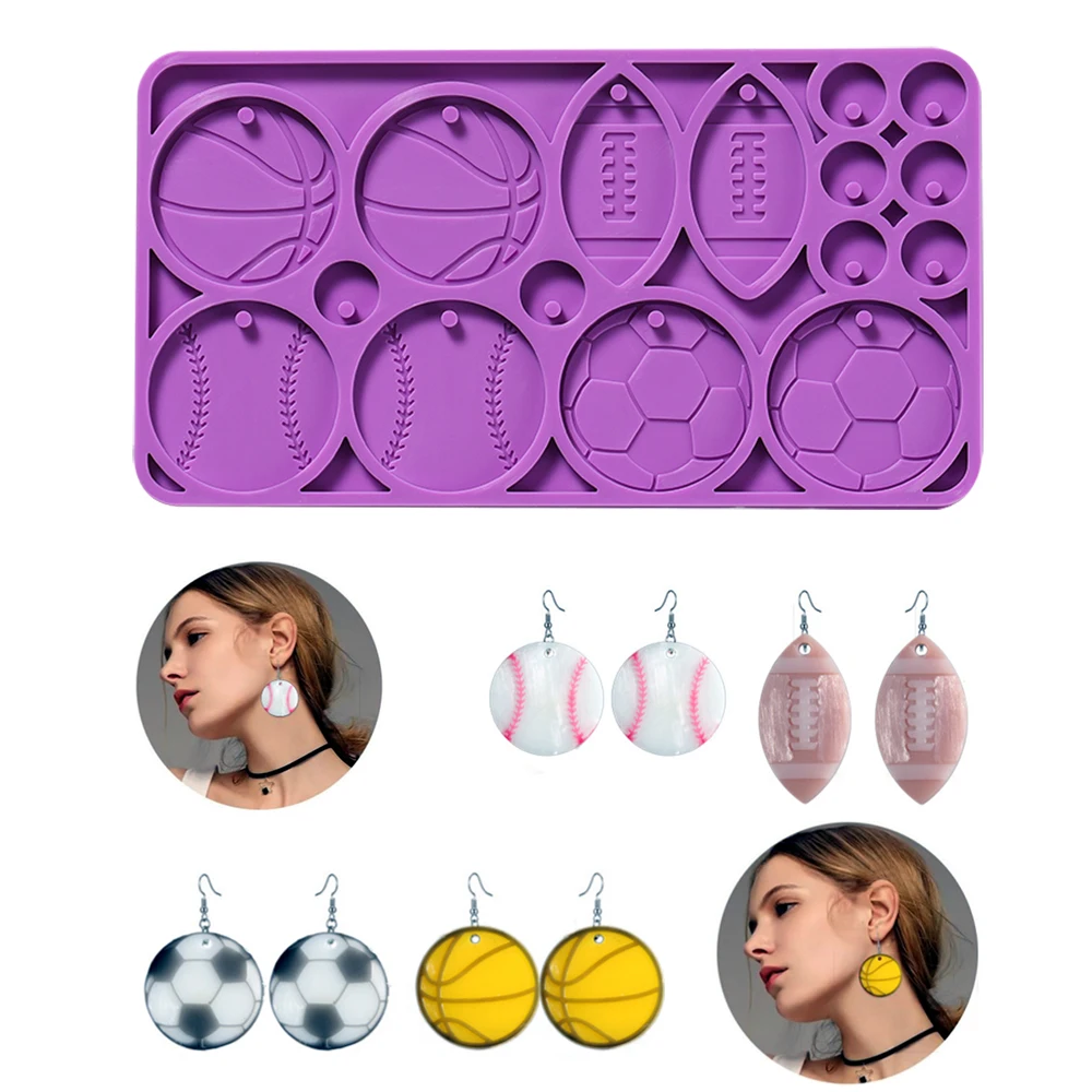 Earrings Pendant Silicone Mold Football Basketball Ball Epoxy Resin Mould for DIY Epoxy Resin Keychain Pendant Jewelry Crafts