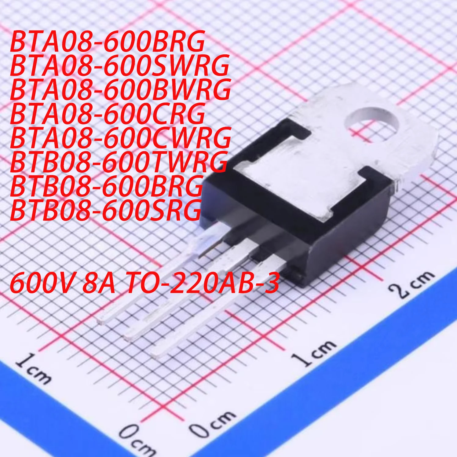 10 Pezzi 600V 8A Bta08-600Brg Bta08-600Swrg/Bwrg/Crg/Cwrg Btb08-600Twrg/-600Brg/-600Srg Triac Nuovo Originale Tiristore SCR TO-220AB-3-image