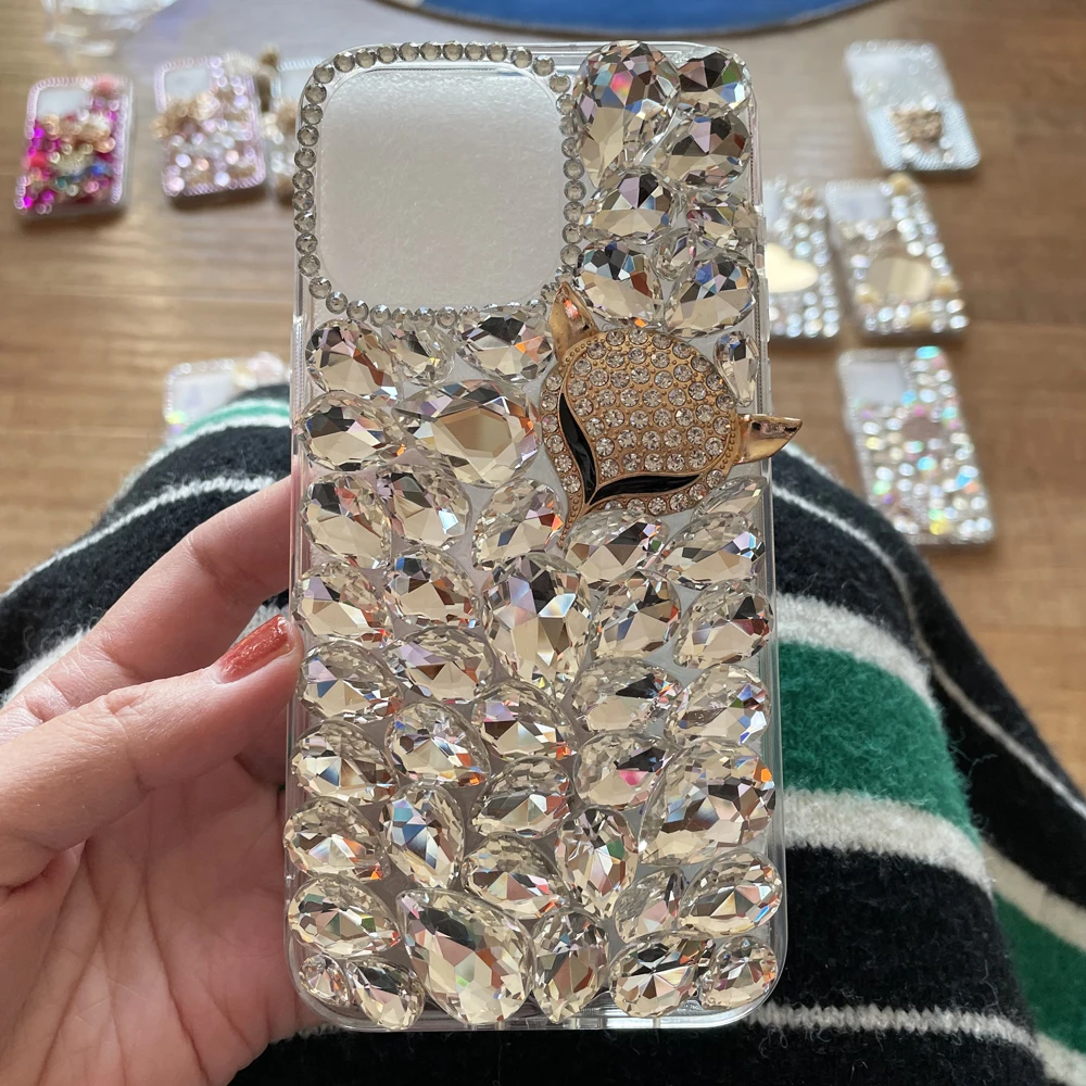 

Clear Phone Cover For Samsung Galaxy S24 Case S 23 Plus Fox Diamond Protector Bling Fundas On For Samsung S25 Ultra Case S23+