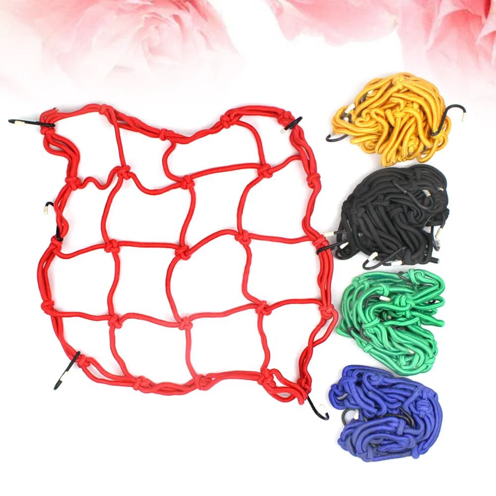 Motorcycle Cargo Bungee Net Bag 30x30cm Polyester Stretchy Holder 6 Metal Hooks Motorcycle Scooter Motorbike Storage Net