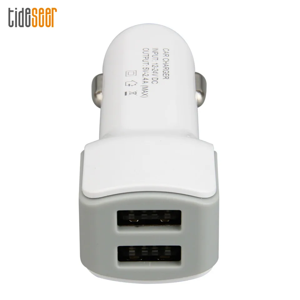 2000pcs Dual USB Car Charger 2.4A Fast Car Charging Auto Charge Adapter for iPhone Huawei Samsung Mobile Phone Chargers