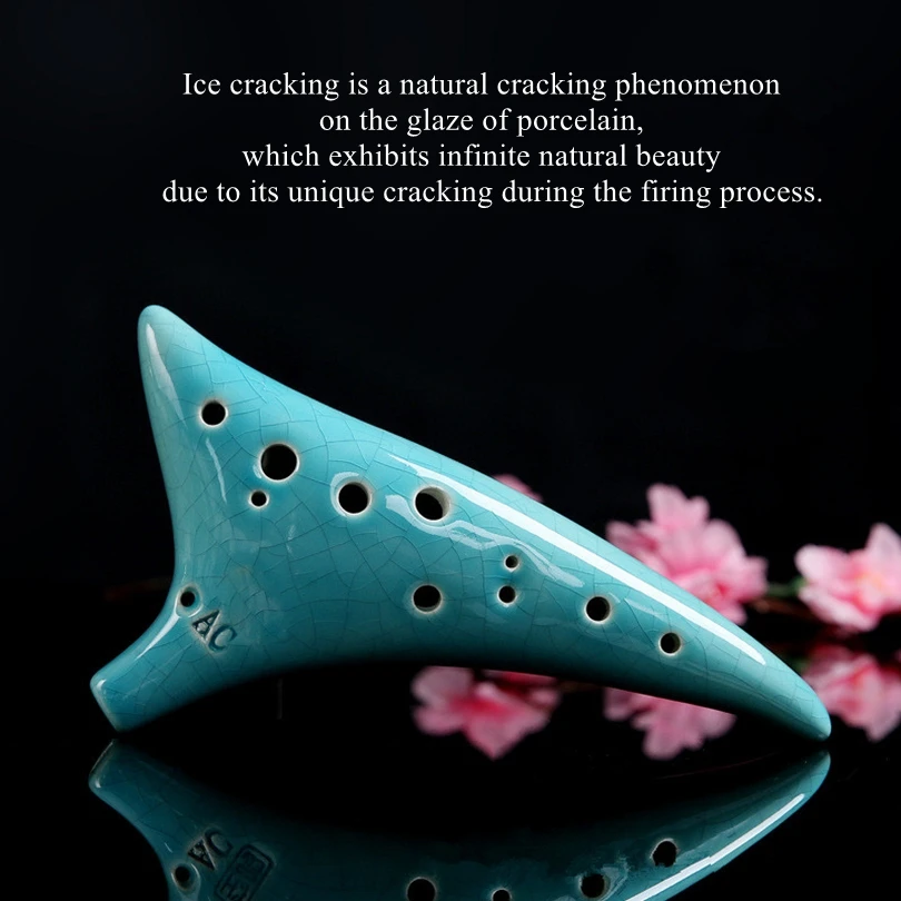 12 Holes Ocarina Zelda Alto ToneC Smoked Burn Ceramic Ocarina Flute with Song Book Neck Cord Carry Bag Musical Instruments