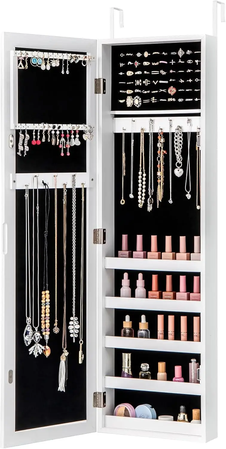 

Шкатулка для украшений с зеркалом в полный рост, настенный и напольный органайзер для украшений с магнитной дверцей