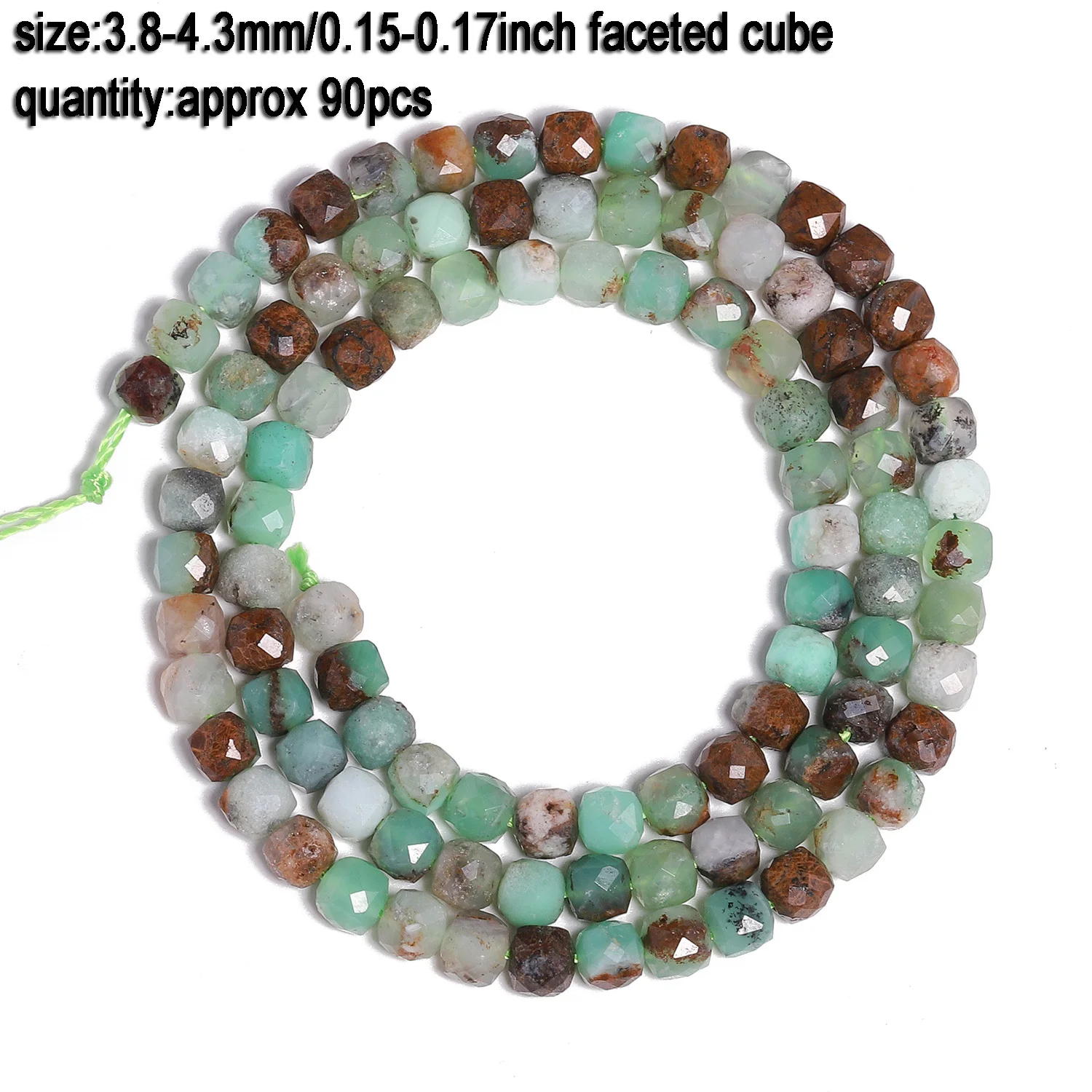 AAA Natural Chrysoprase Stone Beads 3.8-4.3mm Faceted Square Cube Beads Loose Spacer Beads for Jewelry Making Diy Accessories