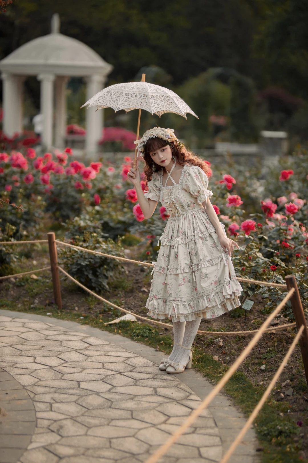 

Оригинальный Щелкунчик Лолита из чистого хлопка, дышащая роскошная ранняя весна Ntila Cla Ele, юбка LO с цветочным принтом, мягкий костюм для девочек