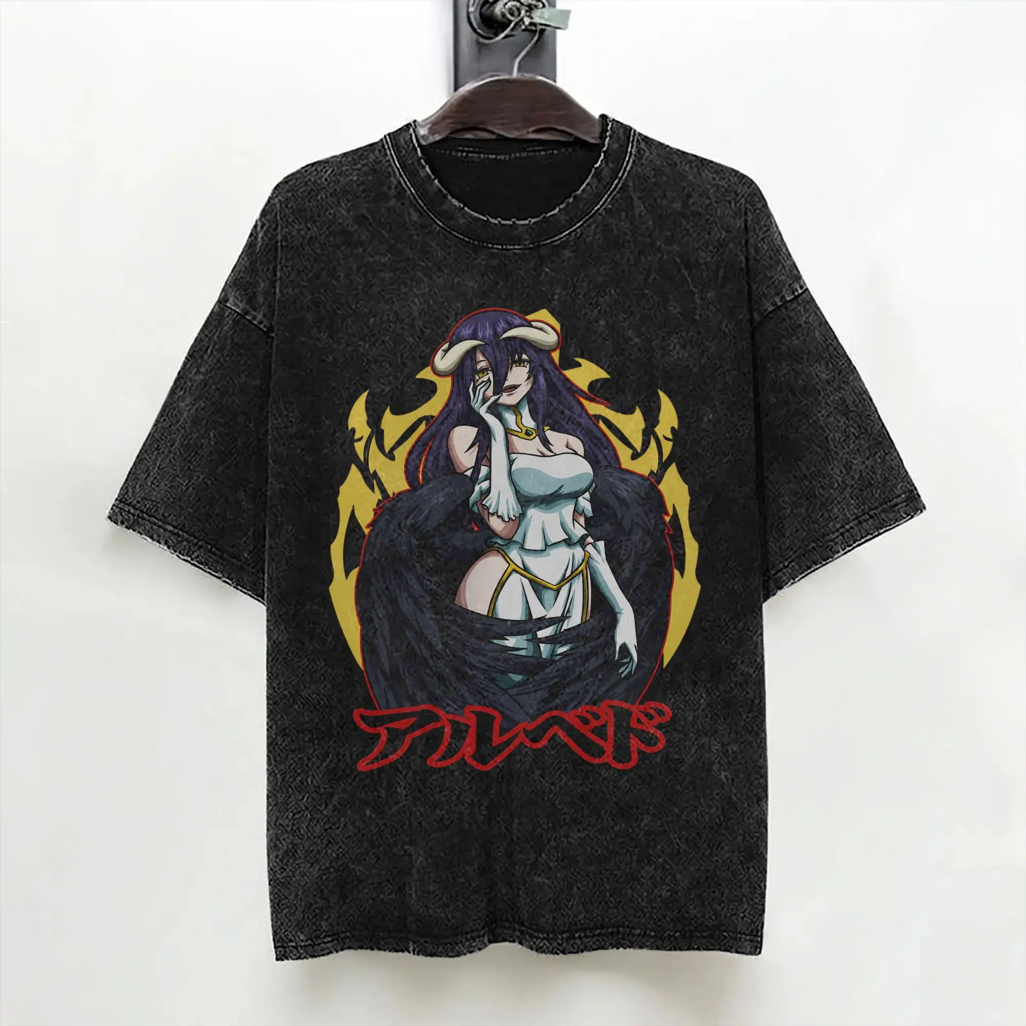 Albedo Japanese Anime T Shirt Washed Cotton Oversize T-Shirts  Novelty for Men Women Streetwear Summer Tops Tees