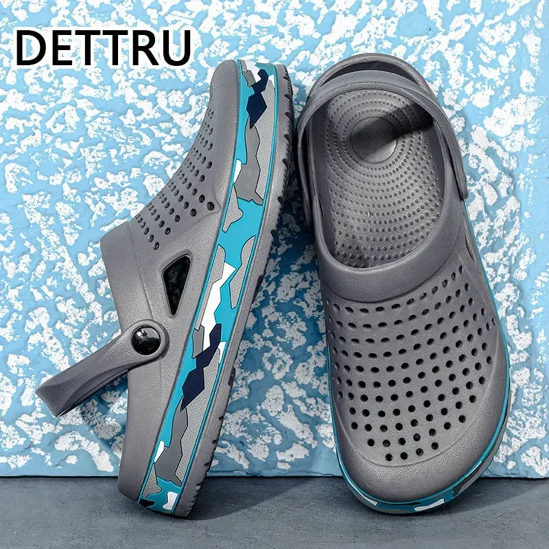 DETTRU-Tamancos masculinos unissex, sapatos casuais, sandálias leves EVA, sapatos coloridos para praia de verão