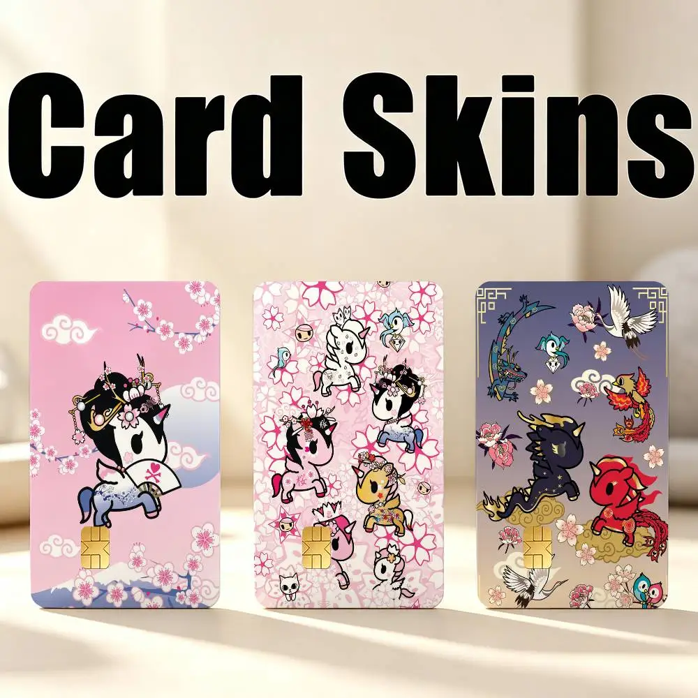 T-Tokidoki-s Cute U-Unicorno-S 1Set 4Pcs Card Skin Stickers, Waterproof Decorative Film for Credit Debit Bank Bus IC Cards