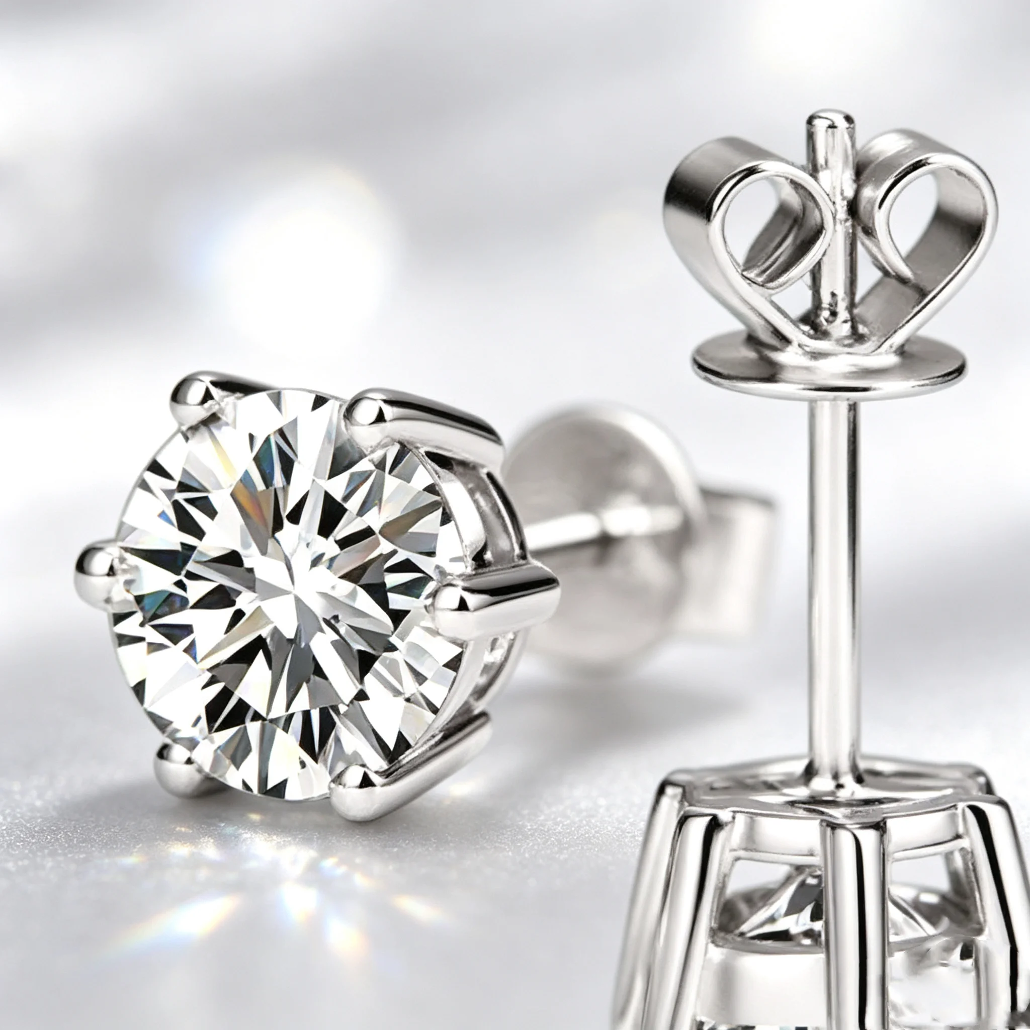 0.1ct-3ct D Color Certified Moissanite Stud Earrings Lab Created Diamond 925 Sterling Silver Gold Plated Wedding Jewelry