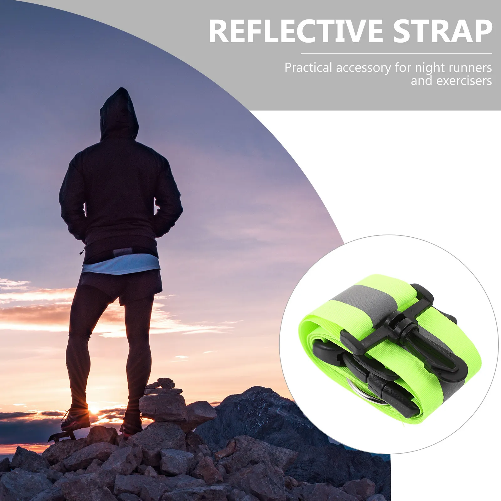 

2Pcs Reflective Waist Belt High Visibility Shoulder Strap Night Running Safety Bands for Outdoor Sports Walking Cycling
