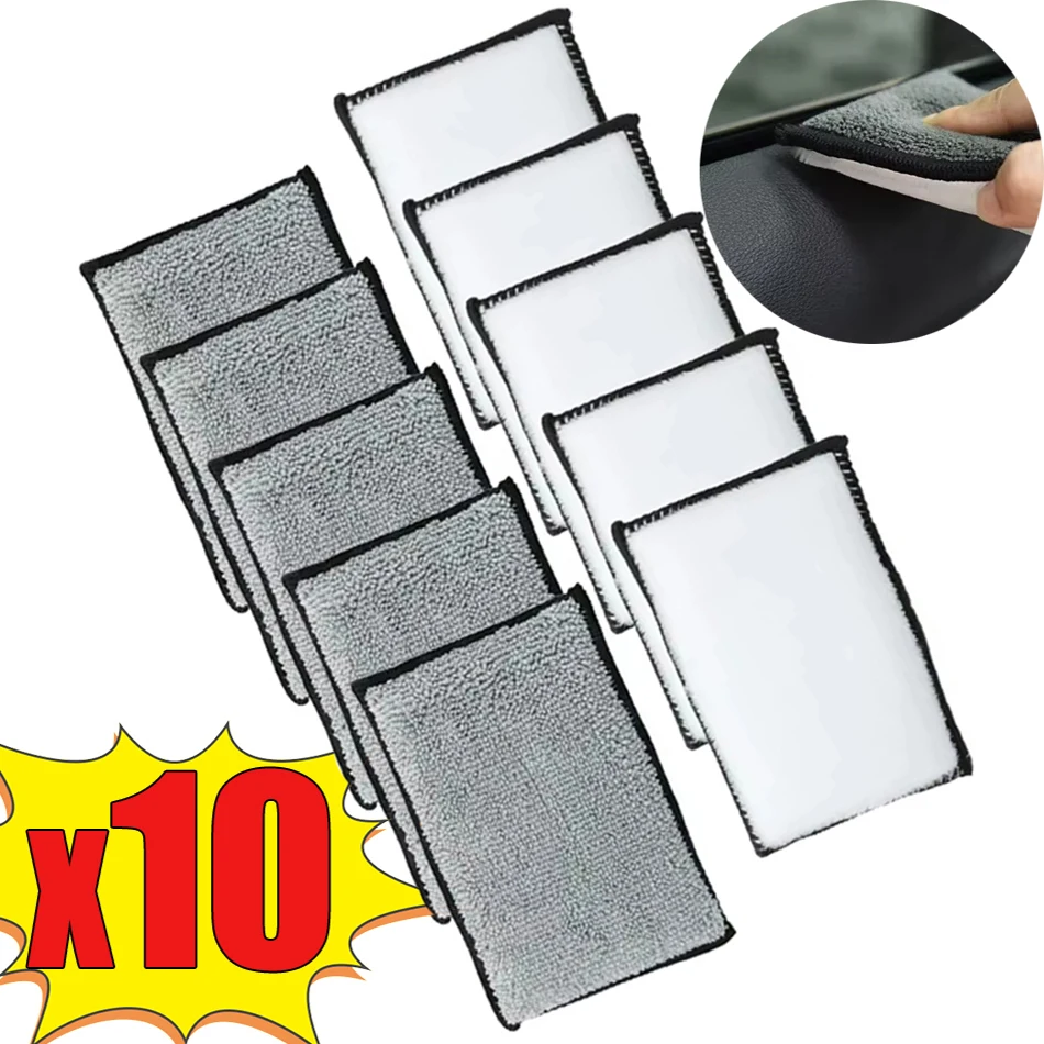 Soft Microfiber Scrubbing Sponge Car Leather Cleaning Microfiber Towel Auto Wax Sponge Detailing Scrub Pad Tools Car Accessories