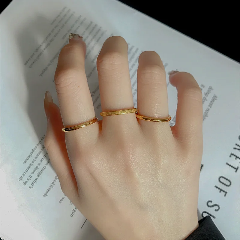 3 PCS/Set Simple Stainless Steel Stackable Rings for Women Waterproof Thin Band Finger Ring Set Minimalism Jewelry Accessories