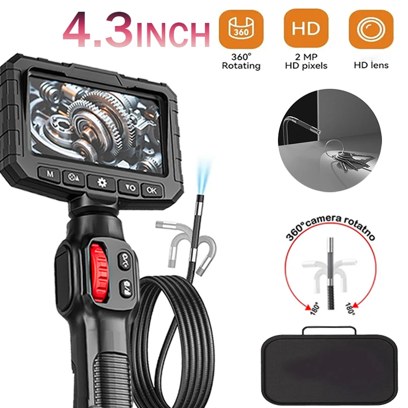 

Two-Way Articulating Borescope Camera with Light: 3.9mm/6mm Industrial Endoscope Inspection Camera with Articulated Prob