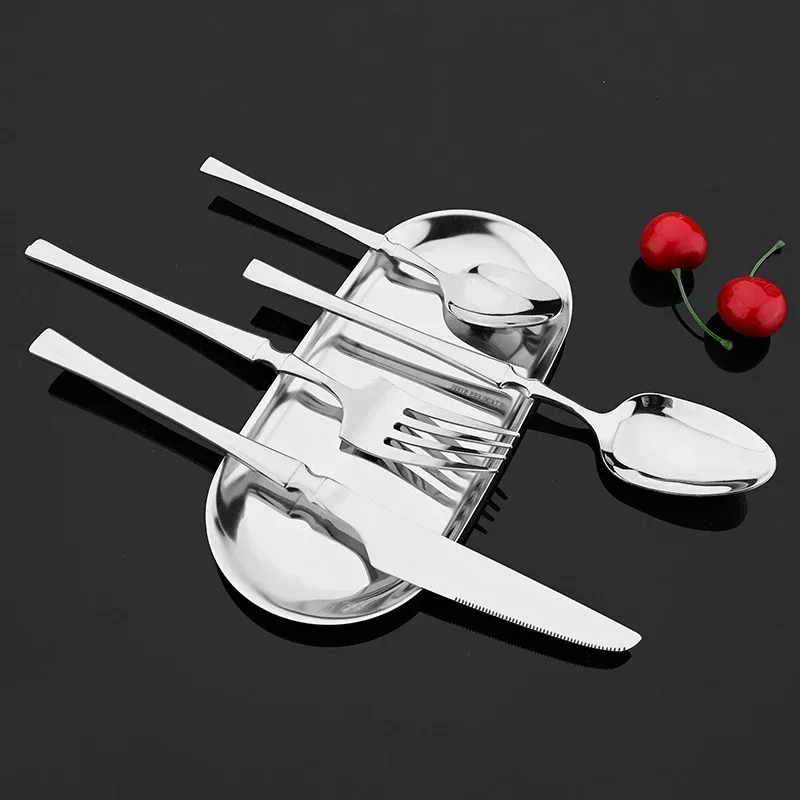 16Pcs/Set Dinnerware mirror Green Silver Stainless Steel Flatware set Knife Fork coffee Spoon restaurant Kitchen Tableware Set