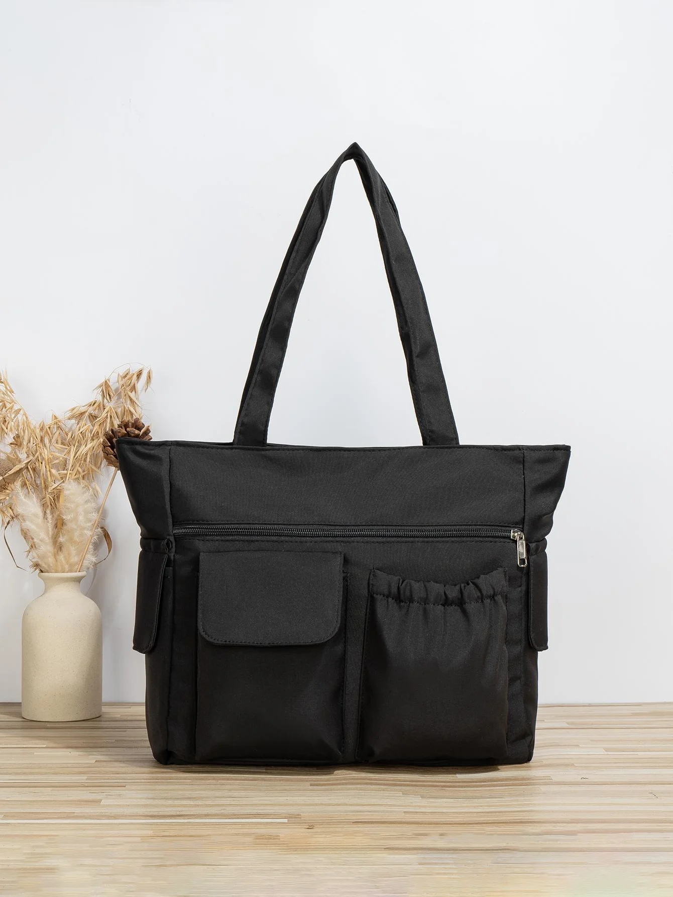 

Большая вместительная сумка-тоут с несколькими карманами Стильная большая сумка, однотонная сумка через плечо с несколькими карманами Сумка для подмышек Школьная сумка для поездок на работу