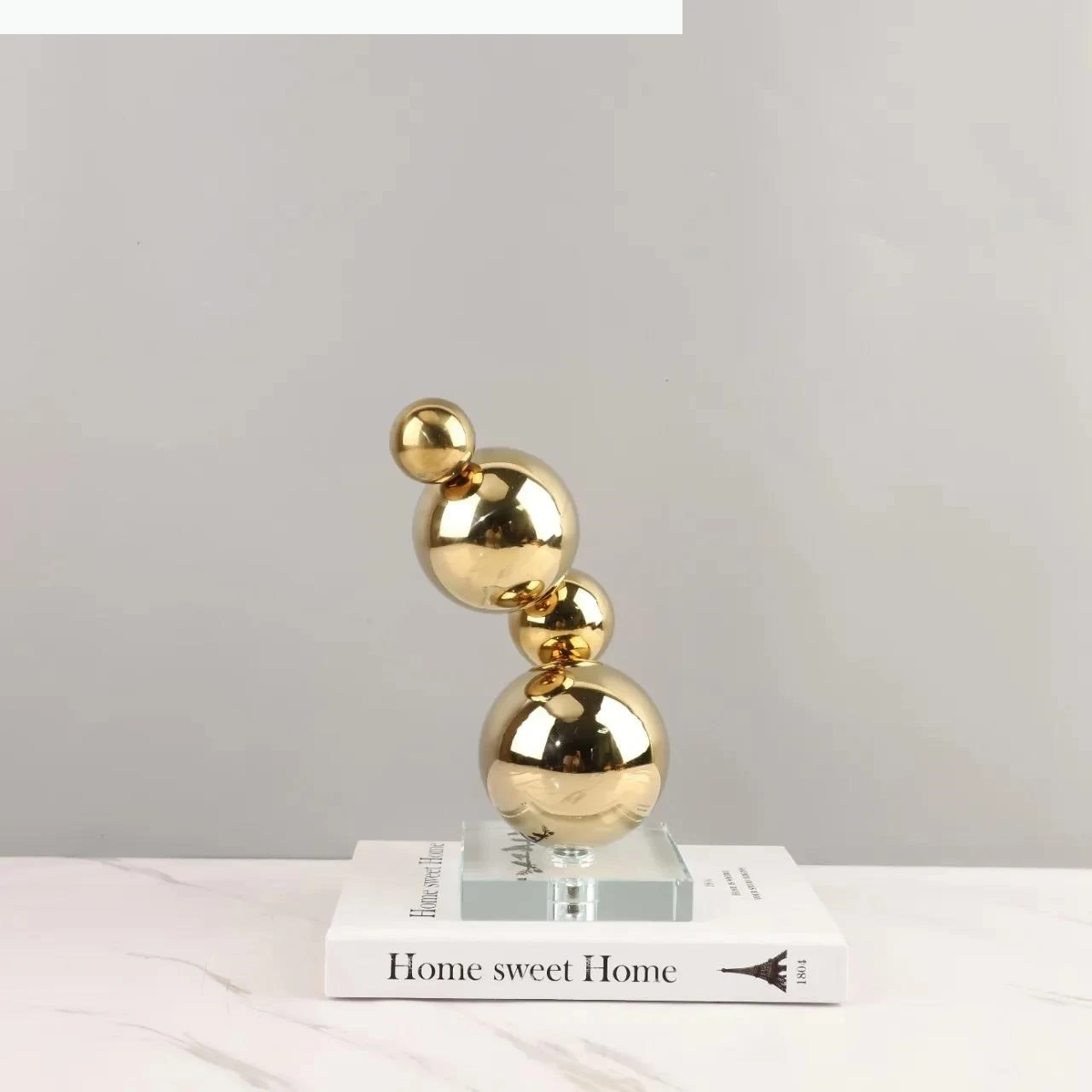 Metal Handicraft Geometric Metal Spheres Stack Art Pieces Metal Decorative Figurines Home Decoration Accessories