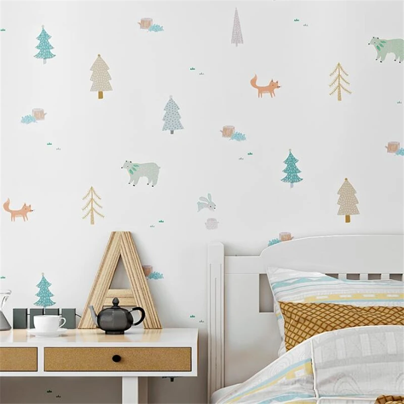 Nordic Style Cute Animal Cartoon Wallpapers Boy Girl Room Modern Wallpaper for Walls Children's Room Bedroom Living Room Decor