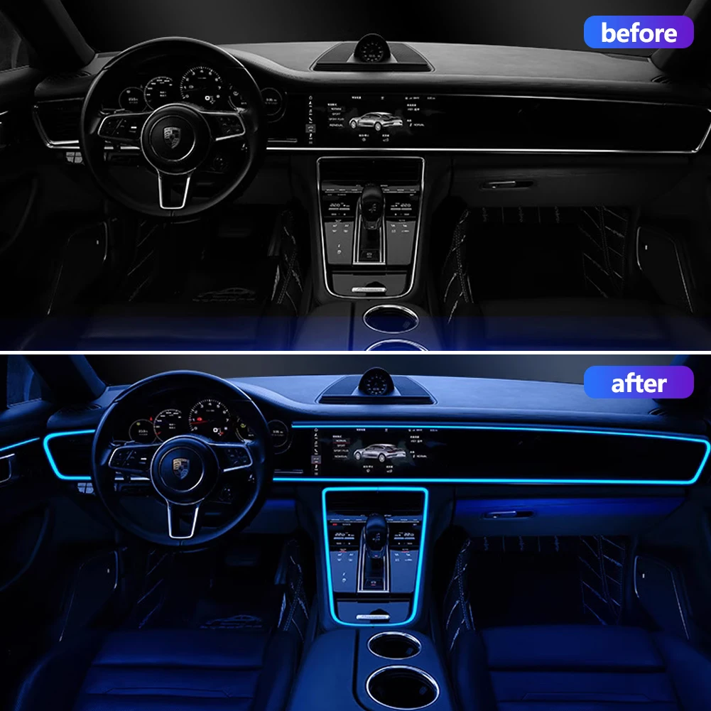 أضواء شريطية محيطة LED داخلية للسيارة (1 م/5 م) - محرك USB EL سلك إضاءة نيون مصباح مرن يمكنك صنعه بنفسك لجو الحفلات التلقائية #4