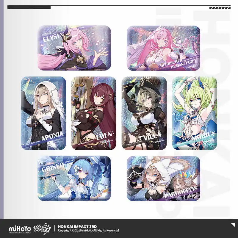 

Аниме-игра Honkai Impact 3 Ying Jie, серия вертикальных рисунков, значок Baji Elysia Herrscher, человеческая: брошь Ego, пуговица MiHoYo, подарок
