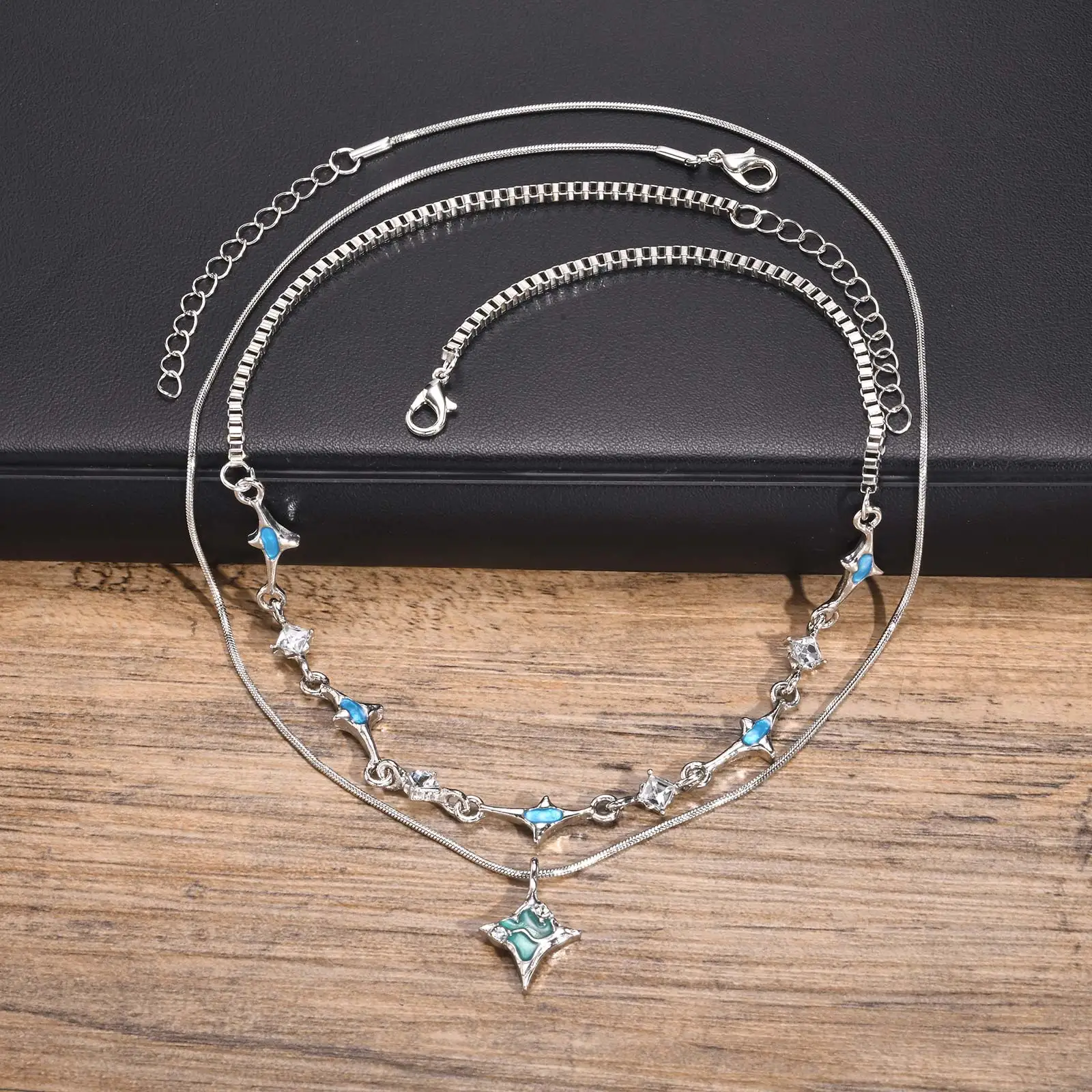 Vnox Y2k Irregular Starlight Necklace for Men Women Snake Bone 