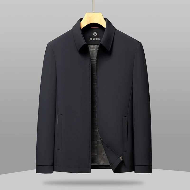 Essential Men's Executive Jacket Simple Style Coffee Navy Blue Basic Coats Menswear Spring Autumn Daily Workwear Effortless