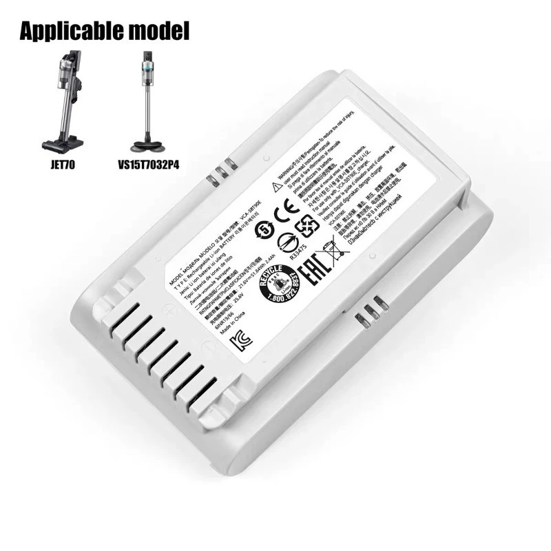 In Stock New VCA-SBT90E 21.6V 3400mAh Rechargeable Battery for Samsung JET70 VS15T7032P4 Vacuum Cleaner Battery Large Capacity