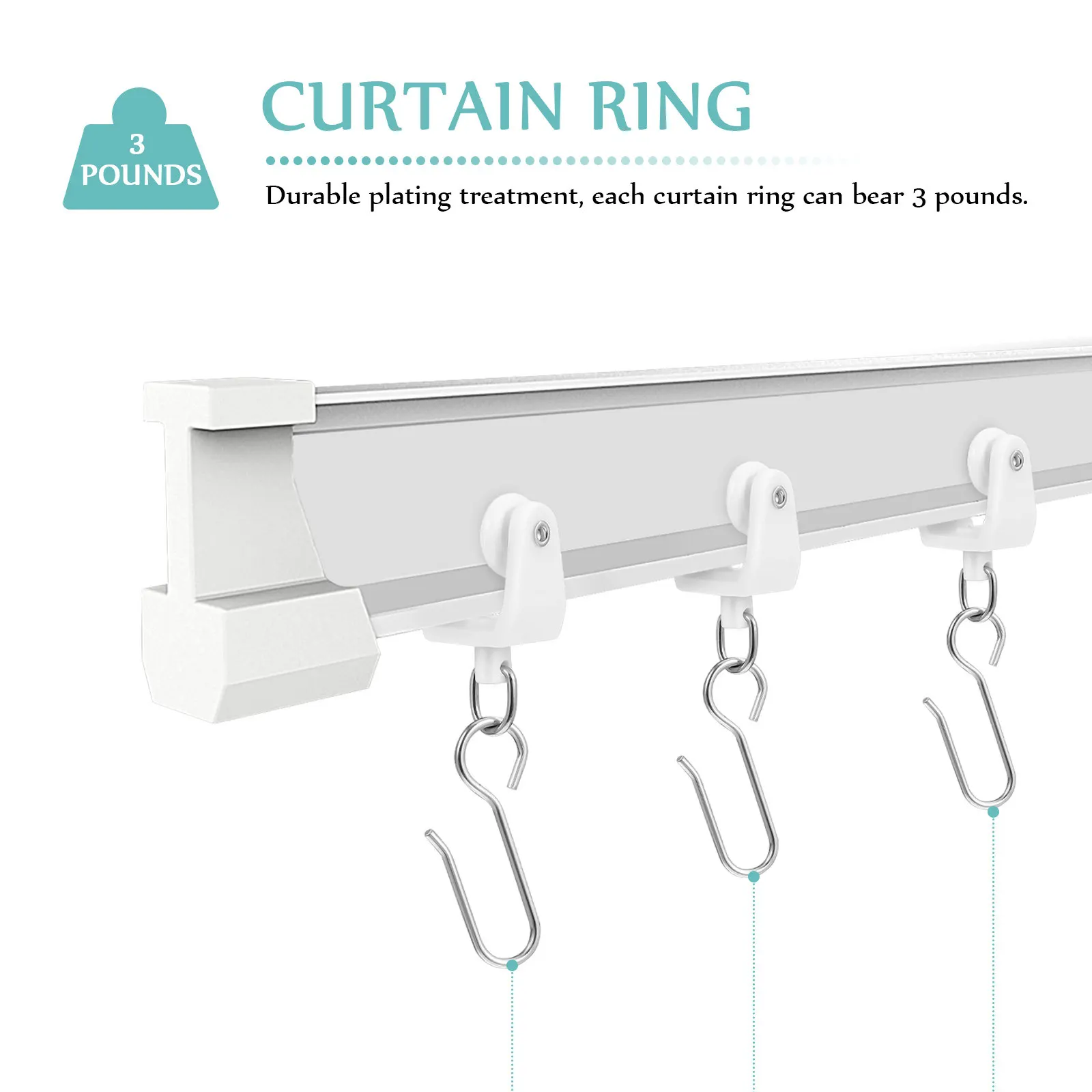 30Pcs Curtain Track Rollers Gliders with Hooks Reusable Easy Install Remove for Dining Room Bedroom Living Room