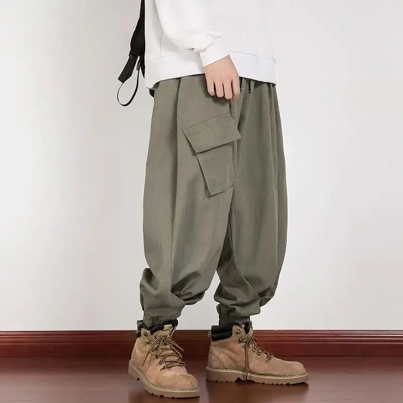 Men Boy Japanese Moto Biker Pants Spring Autumn Plus Size M-5XL Pants Loose Pocket Handsome Cotton Sporty Joggers Trousers