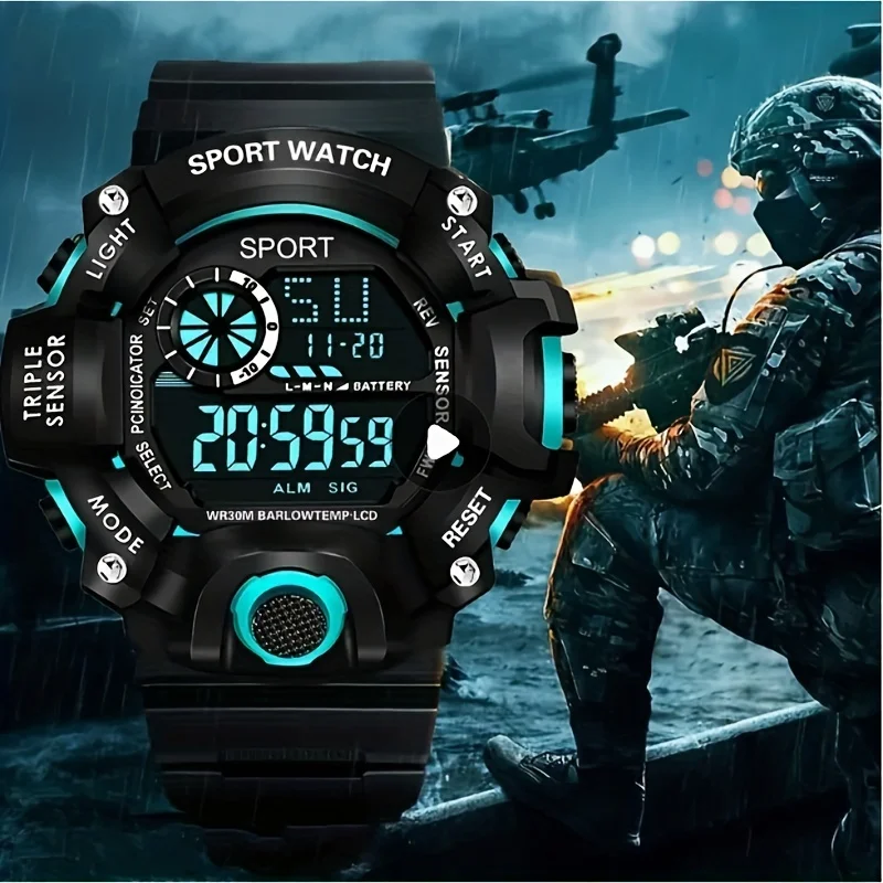 Men's LED Digital Watch Date Sport Outdoor Electronic Watch for Men Boys Kids Multifunction Military Sports Watches Clock