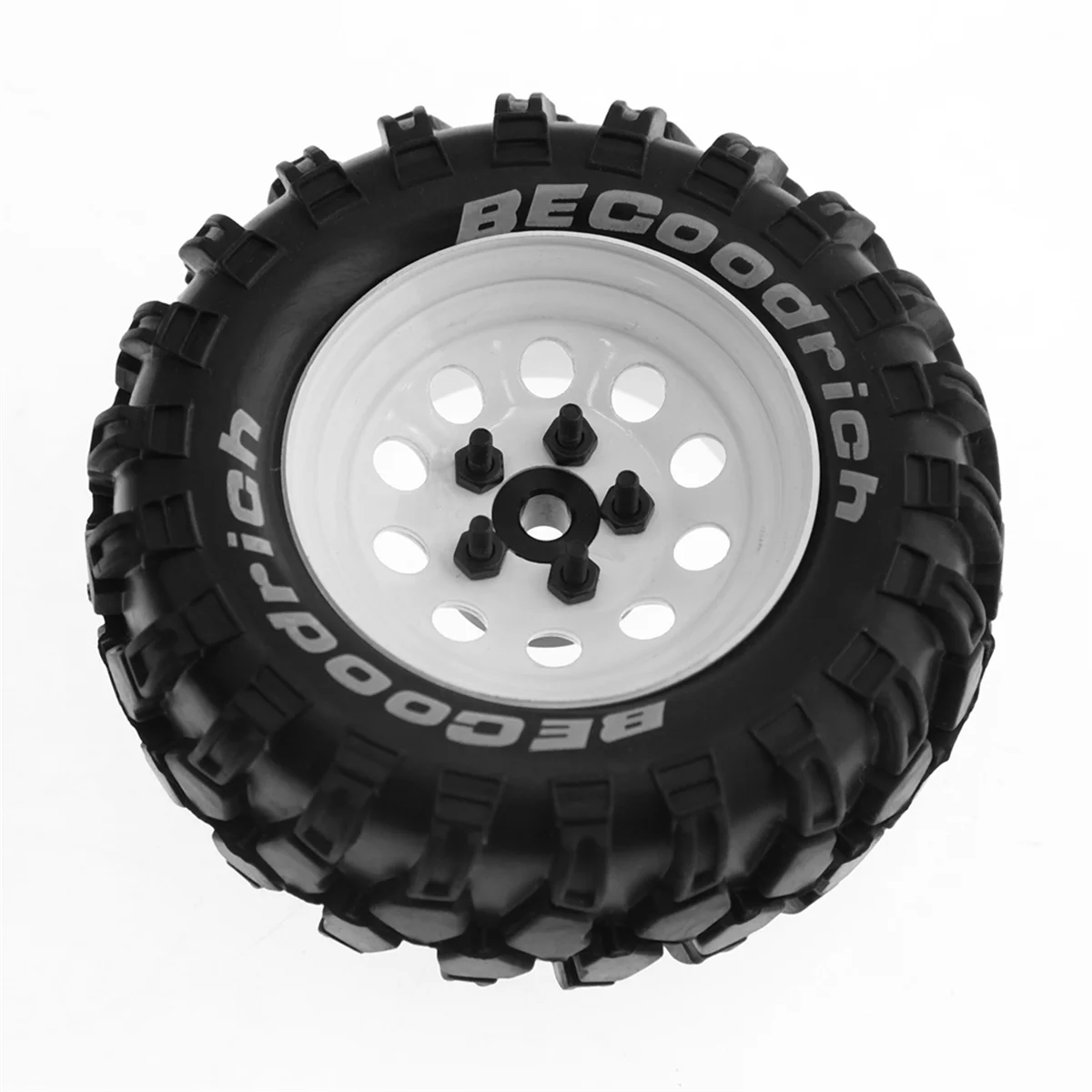 AM-4 Buah Set Ban Karet Pelek Roda Beadlock 1.9 Inci Logam 93Mm untuk Mobil Perayap RC 1/10, Adaptor Berlubang, HITAM