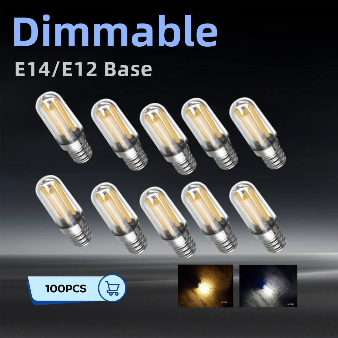 

100PCS Mini E12 E14 LED Bulbs Dimmable 110V 220V Fridge Light 4W Lamp Filament COB Lamp for Chandelier Replace 30W HalogenLamps