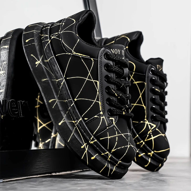 

Мужская обувь для скейтбординга, дышащие плотные модные уличные повседневные кроссовки на толстой подошве на плоской подошве, уличная удобная мужская повседневная обувь