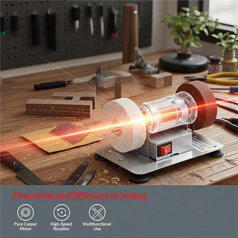 T19C Electric Mini Bench Sander 200W Table Grinder Stepless Variable Speed Control For Cutter Sharpening Polishing EU Plug